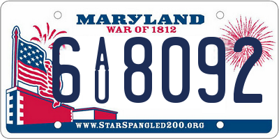 MD license plate 6AU8092
