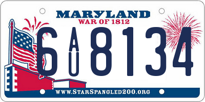 MD license plate 6AU8134