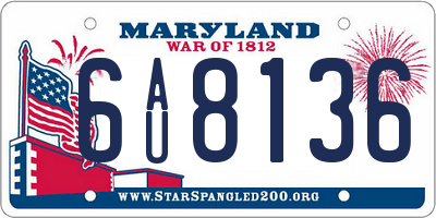 MD license plate 6AU8136