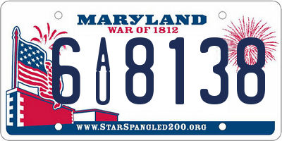 MD license plate 6AU8138