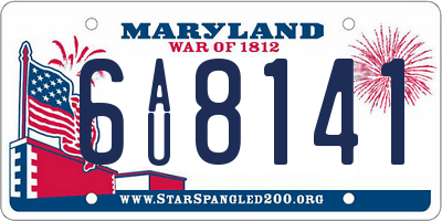 MD license plate 6AU8141