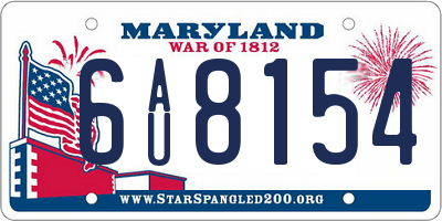 MD license plate 6AU8154
