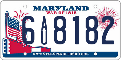 MD license plate 6AU8182