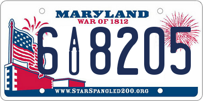 MD license plate 6AU8205