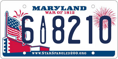 MD license plate 6AU8210