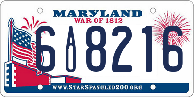 MD license plate 6AU8216