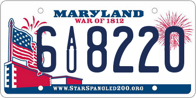 MD license plate 6AU8220