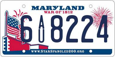 MD license plate 6AU8224
