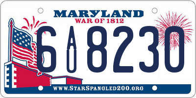 MD license plate 6AU8230