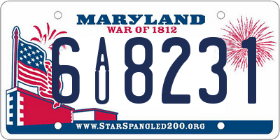 MD license plate 6AU8231