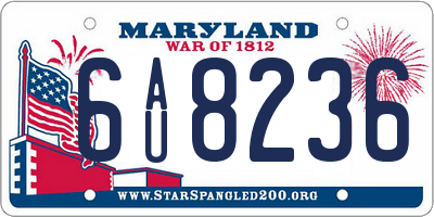 MD license plate 6AU8236