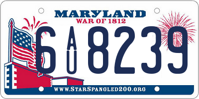 MD license plate 6AU8239