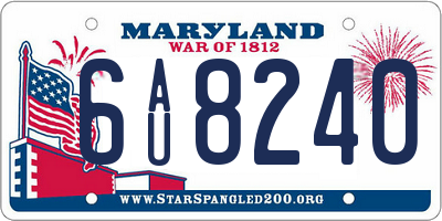 MD license plate 6AU8240