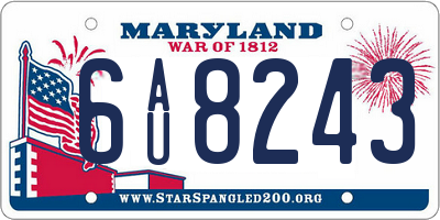 MD license plate 6AU8243