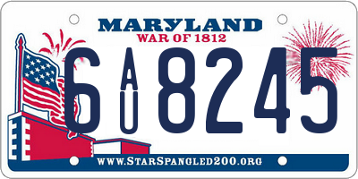 MD license plate 6AU8245