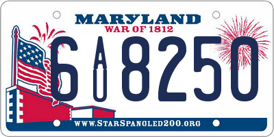 MD license plate 6AU8250