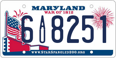 MD license plate 6AU8251