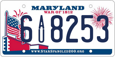 MD license plate 6AU8253