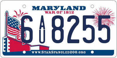 MD license plate 6AU8255