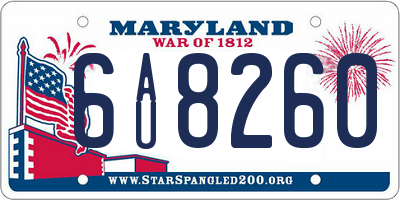 MD license plate 6AU8260