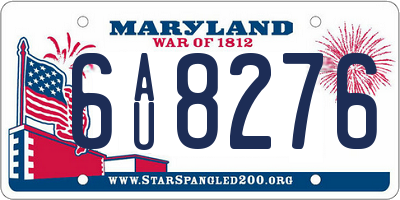 MD license plate 6AU8276