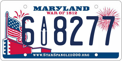 MD license plate 6AU8277