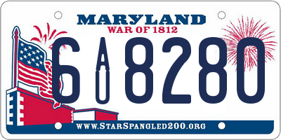 MD license plate 6AU8280