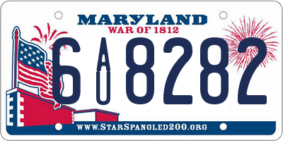 MD license plate 6AU8282