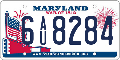 MD license plate 6AU8284