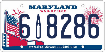 MD license plate 6AU8286