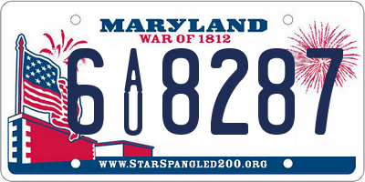 MD license plate 6AU8287