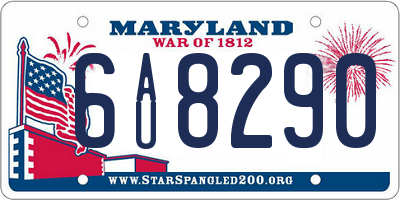 MD license plate 6AU8290