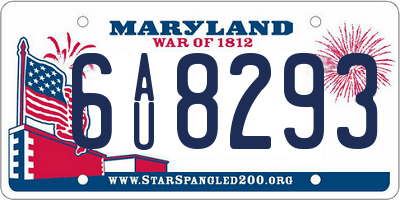 MD license plate 6AU8293