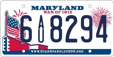 MD license plate 6AU8294