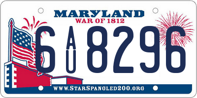 MD license plate 6AU8296
