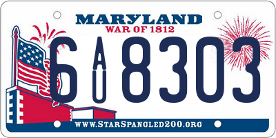 MD license plate 6AU8303