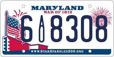 MD license plate 6AU8308