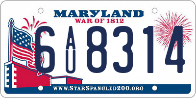 MD license plate 6AU8314