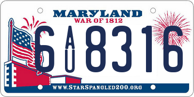 MD license plate 6AU8316