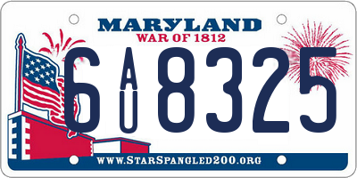 MD license plate 6AU8325