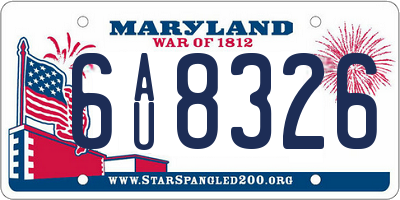 MD license plate 6AU8326