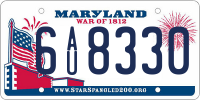 MD license plate 6AU8330