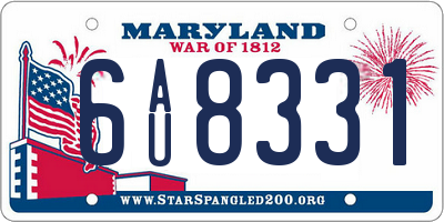 MD license plate 6AU8331