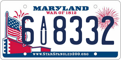 MD license plate 6AU8332
