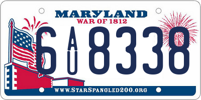 MD license plate 6AU8338