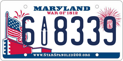 MD license plate 6AU8339