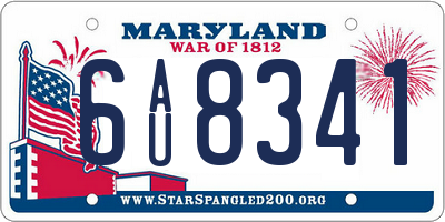 MD license plate 6AU8341