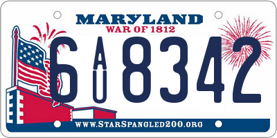 MD license plate 6AU8342