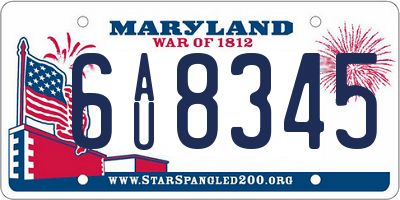 MD license plate 6AU8345