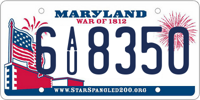 MD license plate 6AU8350